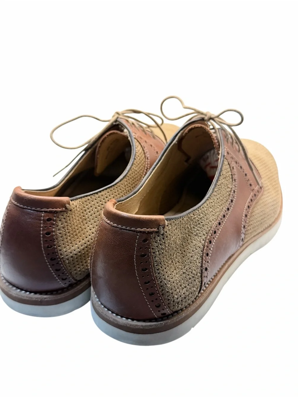 Johnston & Murphy Sheepskin Suede Wingtip Oxfords Men’s 13M Tan Brown